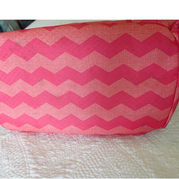 Thirty-One All Pro Tote Bag /Coral Punch Color /Chevron Fushia and Pink Striped - Picture 12 of 13